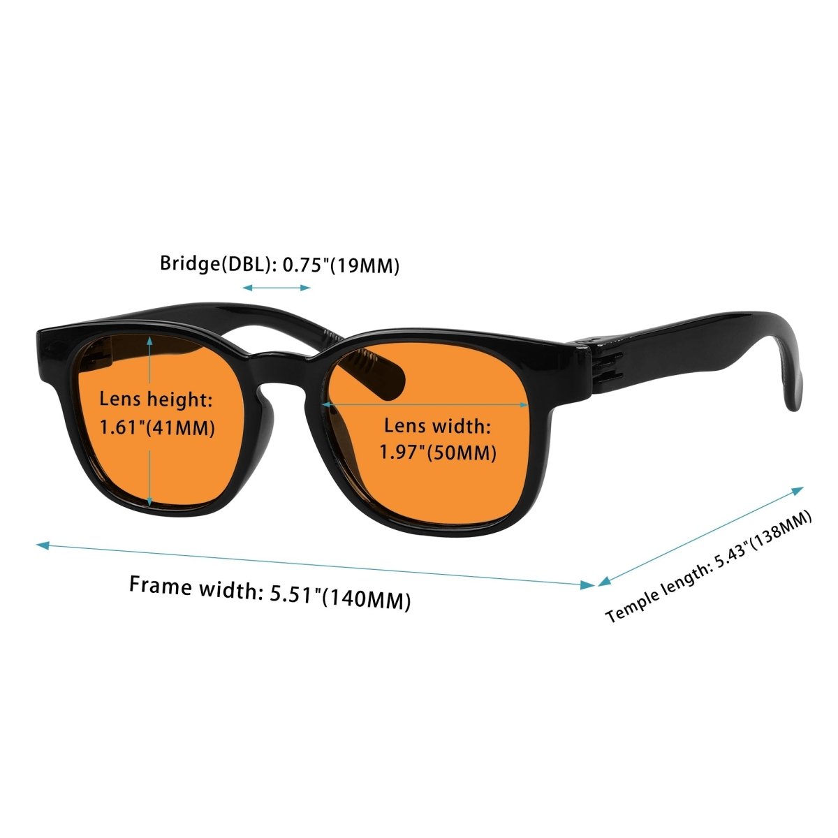 Blue Blocking Orange Lens Square Metalless Glasses NR144-B98 (100%) from eyekeeper