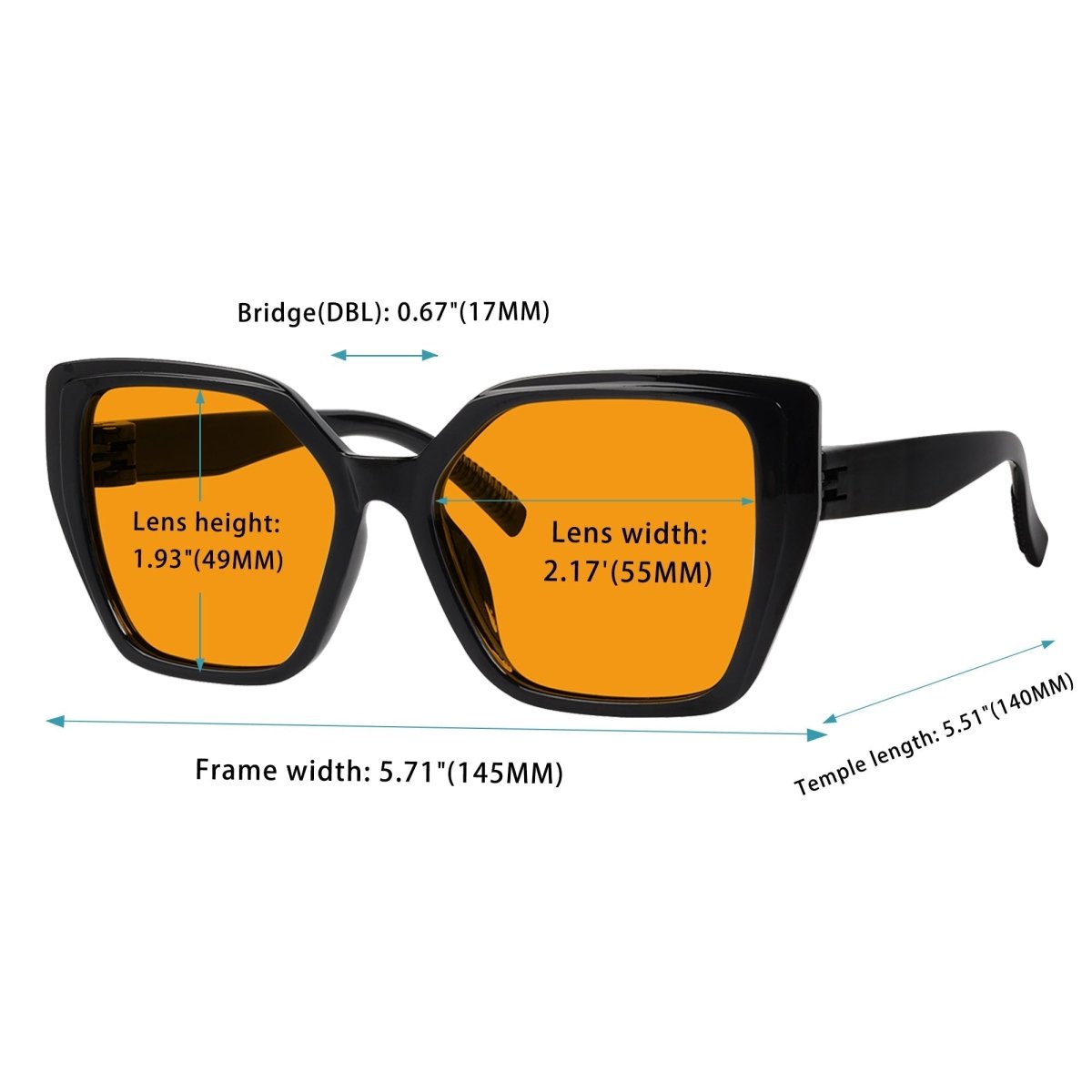 Blue Light Blocking Oversized Nighttime Screwless Glasses R2314-B98 (100%) from eyekeeper