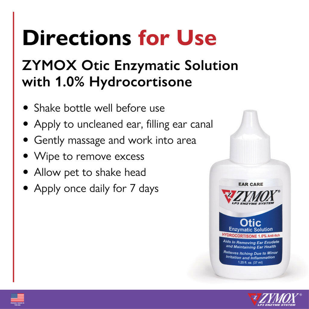 ZYMOX Otic Enzymatic Solution With 1% Hydrocortisone from HardyPaw