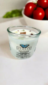 Rocks Candle - Heirloom Tomato (Wood Wick, Prehnite & Red Jasper, Soy Candle) from Evolve Botanica