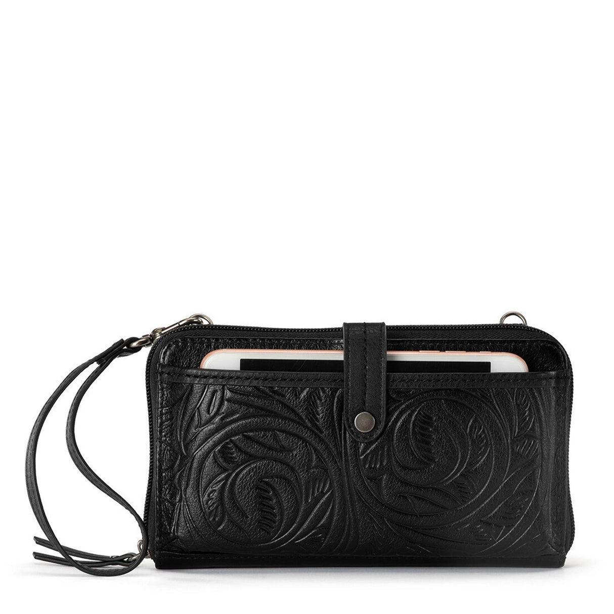 Iris Smartphone Wallet - Leather - Black Leaf Embossed from The Sak
