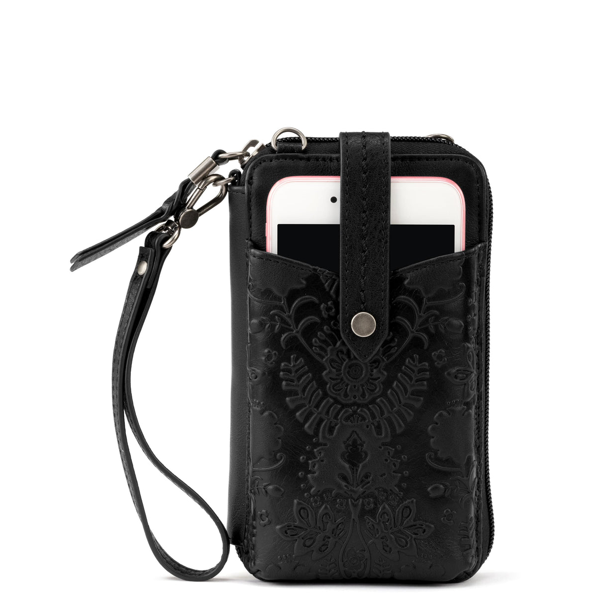 Silverlake Smartphone Wallet - Leather - Black Floral Embossed from The Sak