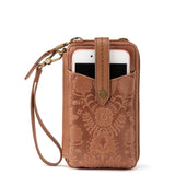 Silverlake Smartphone Wallet - Leather - Tobacco Floral Embossed from The Sak