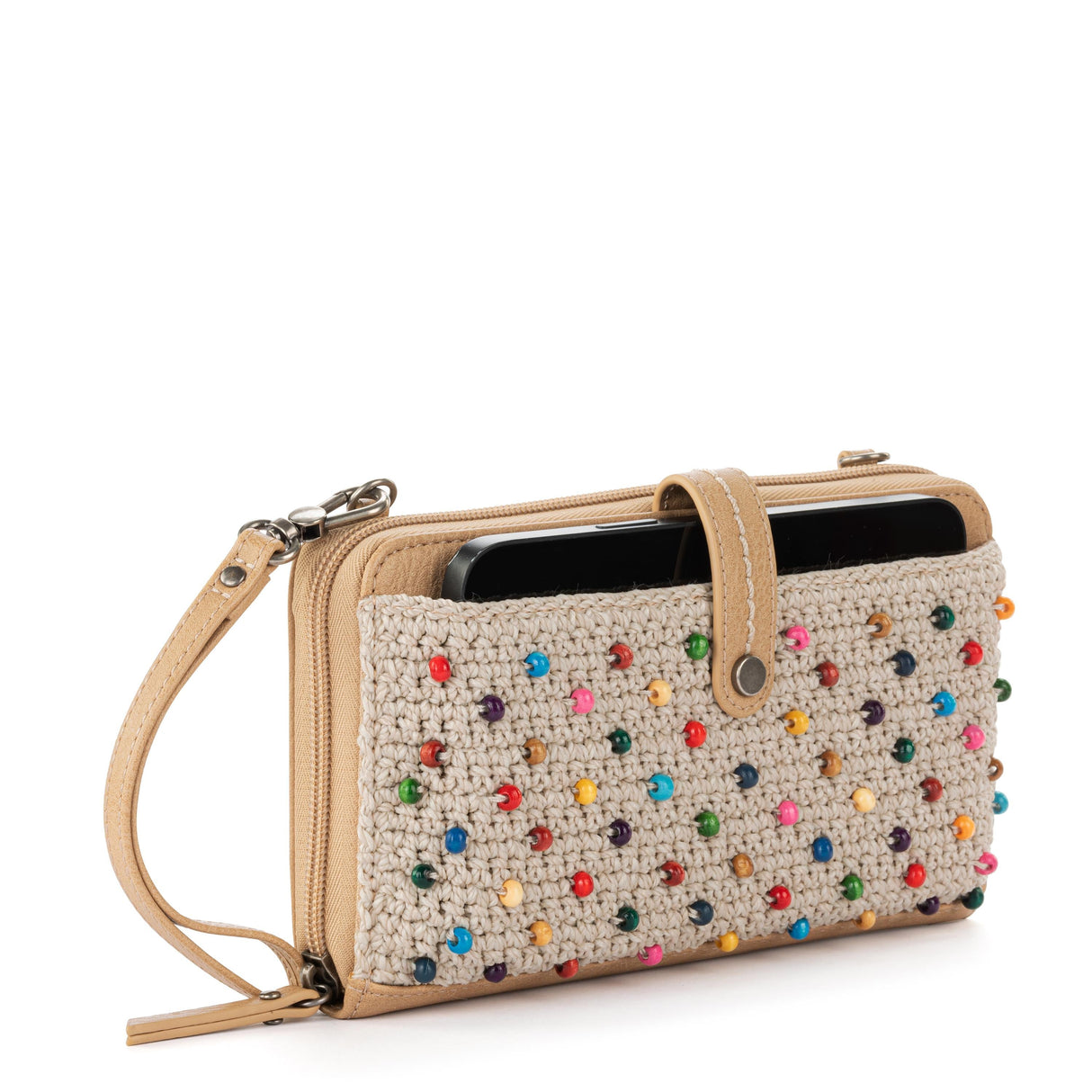 Iris Smartphone Wallet - Hand Crochet - Ecru Multi Beads from The Sak