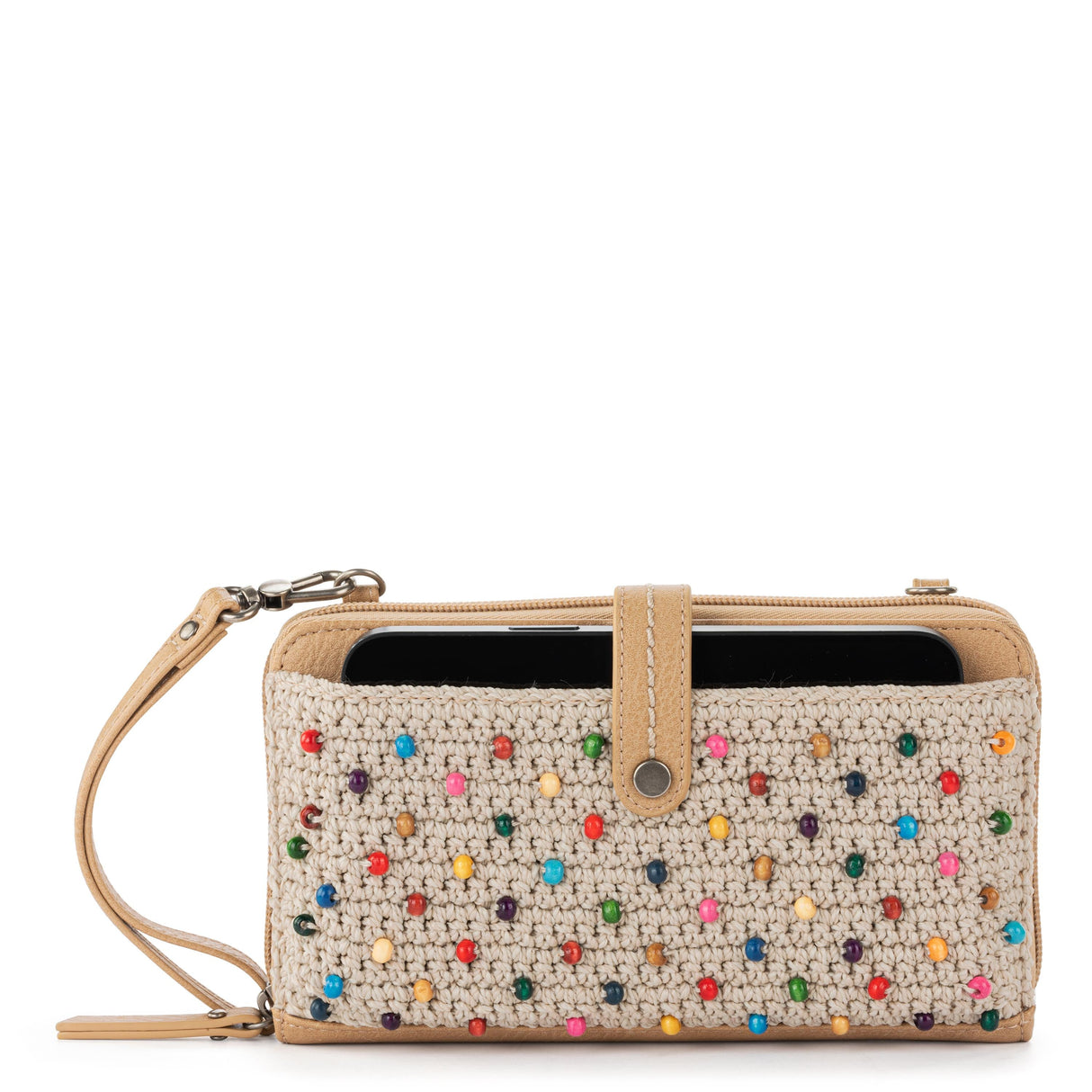 Iris Smartphone Wallet - Hand Crochet - Ecru Multi Beads from The Sak