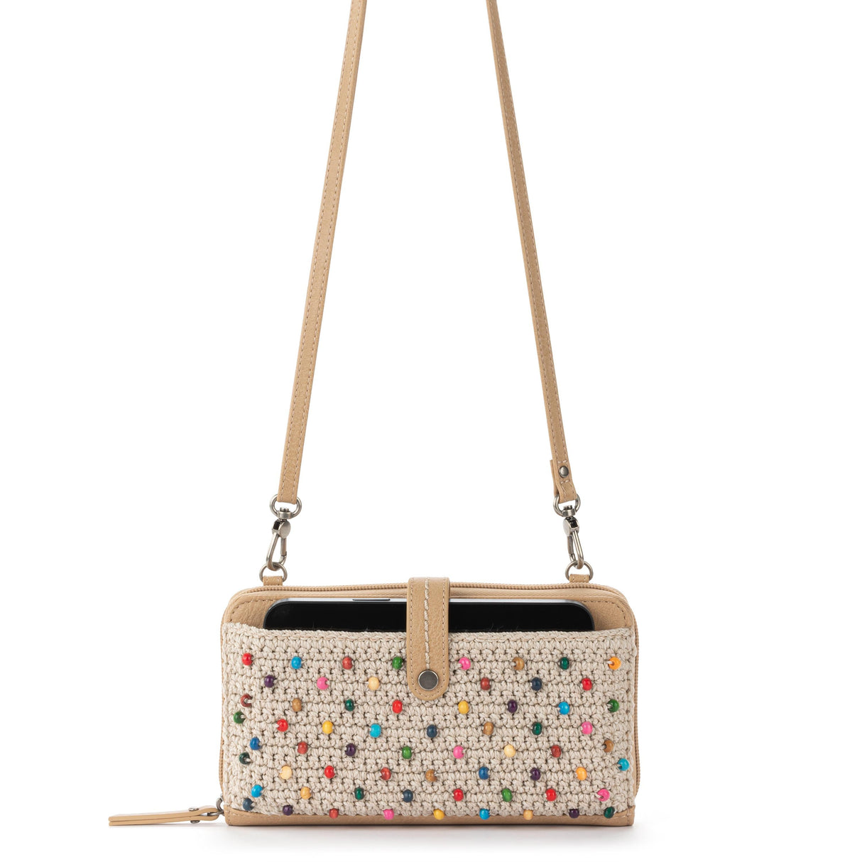 Iris Smartphone Wallet - Hand Crochet - Ecru Multi Beads from The Sak