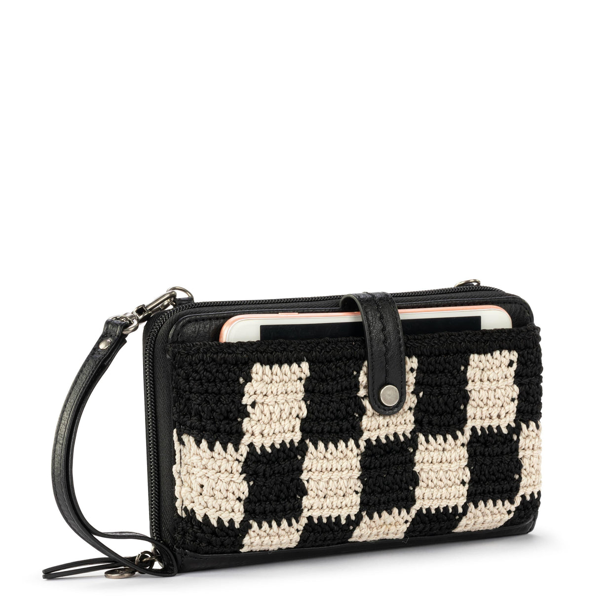Iris Smartphone Wallet - Hand Crochet - Black Check from The Sak