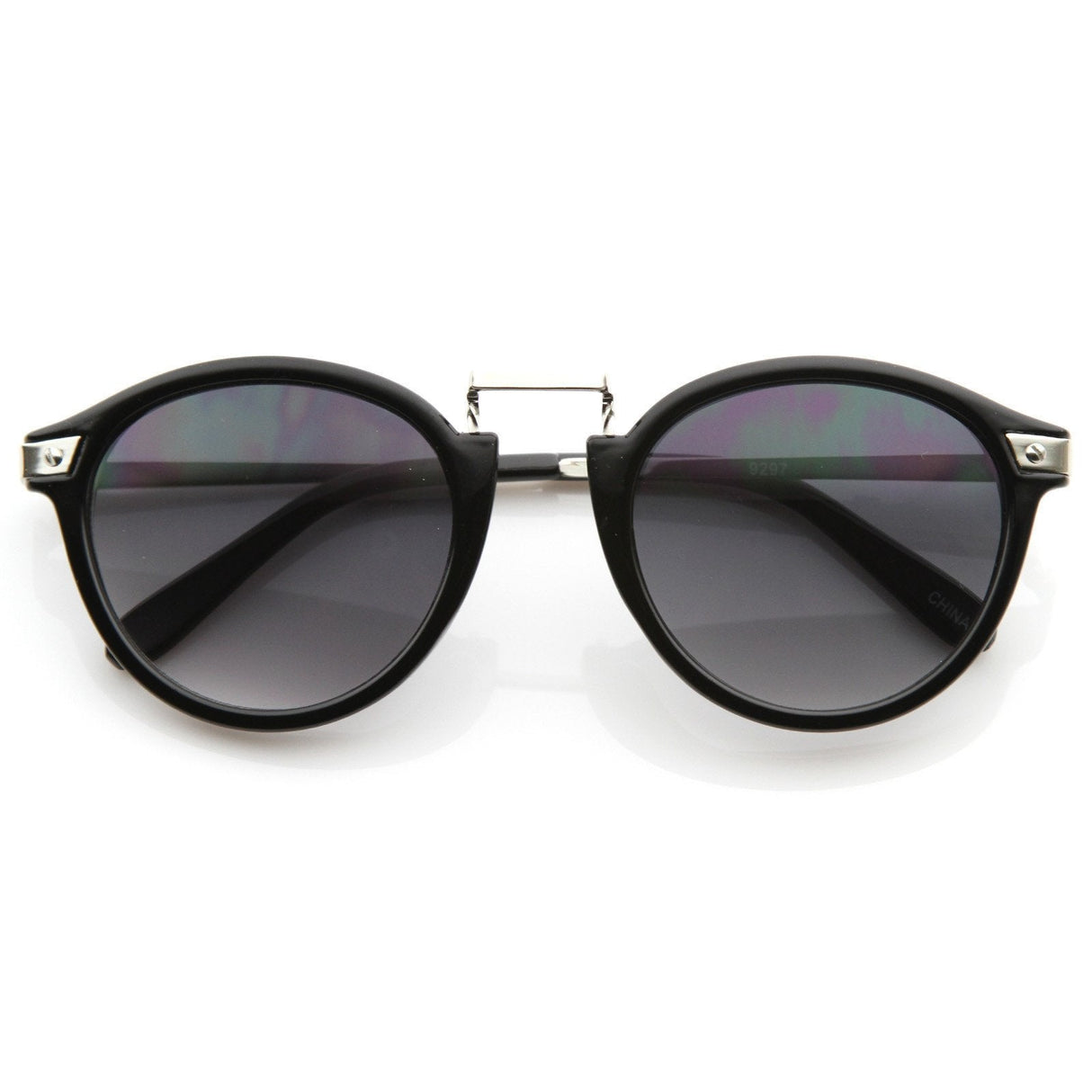 Vintage Steampunk Inspired Round Horned Rim Frame Sunglasses 8591 from zeroUV