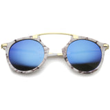 Arched Marble Pattern P3 Mirrored Lens Round Sunglasses A218 from zeroUV