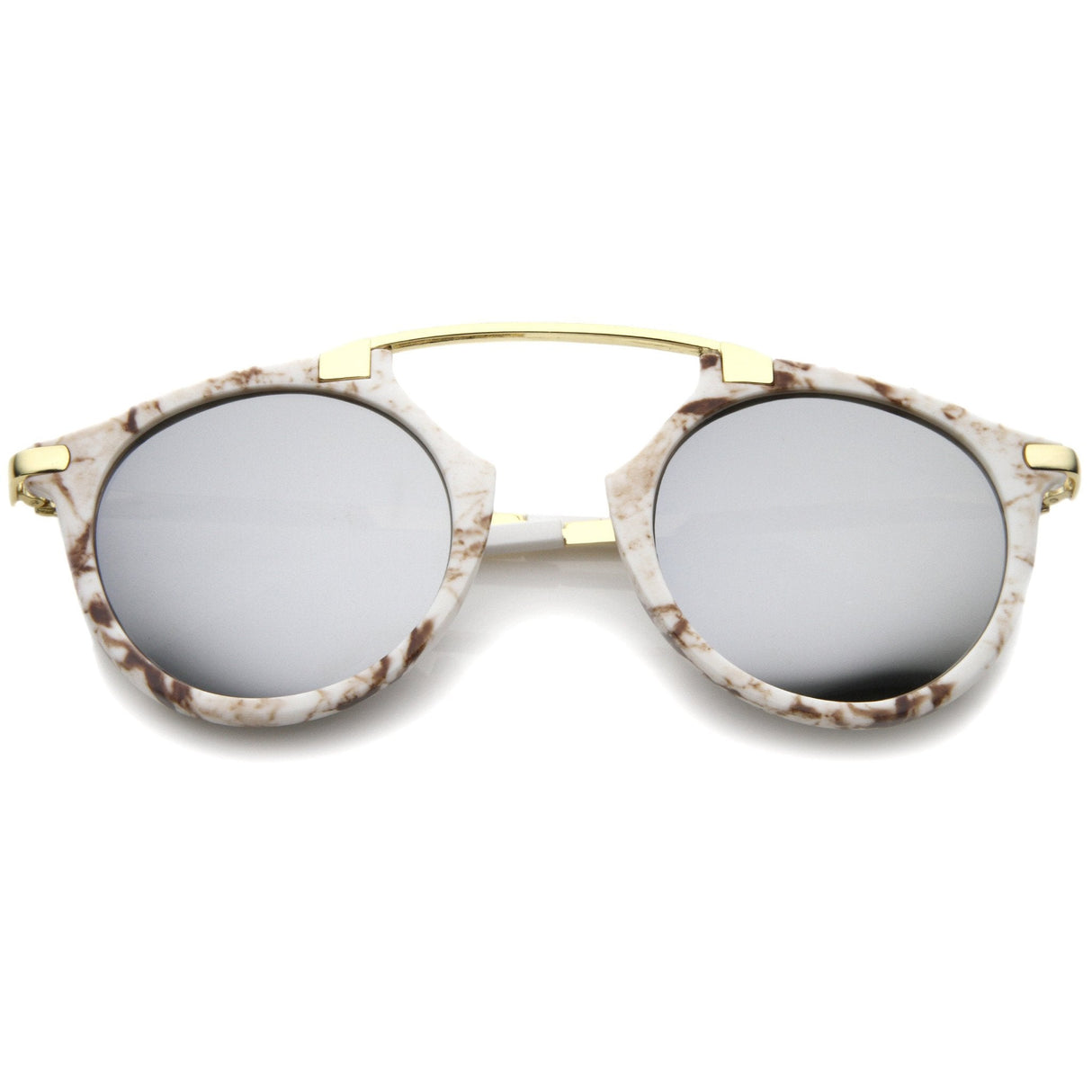 Arched Marble Pattern P3 Mirrored Lens Round Sunglasses A218 from zeroUV