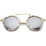 Arched Marble Pattern P3 Mirrored Lens Round Sunglasses A218 from zeroUV