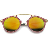 Arched Marble Pattern P3 Mirrored Lens Round Sunglasses A218 from zeroUV