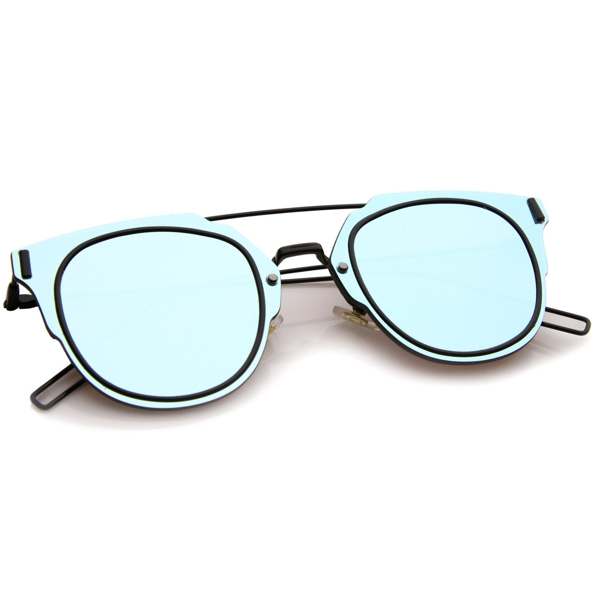 Minimal Wire Inner Rim Flat Color Mirror Lens Sunglasses A361 from zeroUV