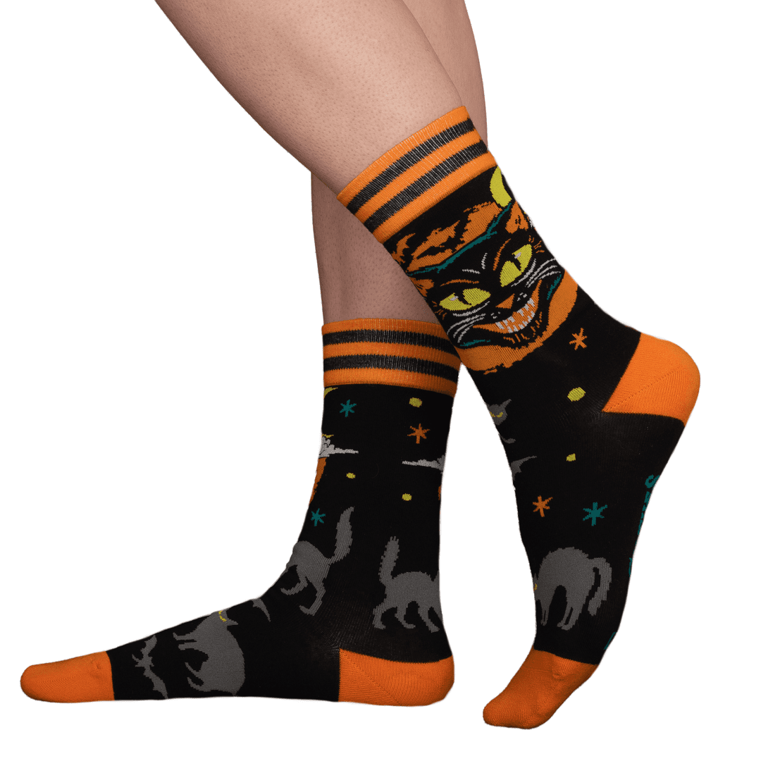 Vintage Black Cat Crew Socks from FootClothes