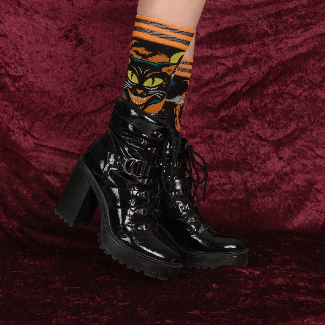 Vintage Black Cat Crew Socks from FootClothes