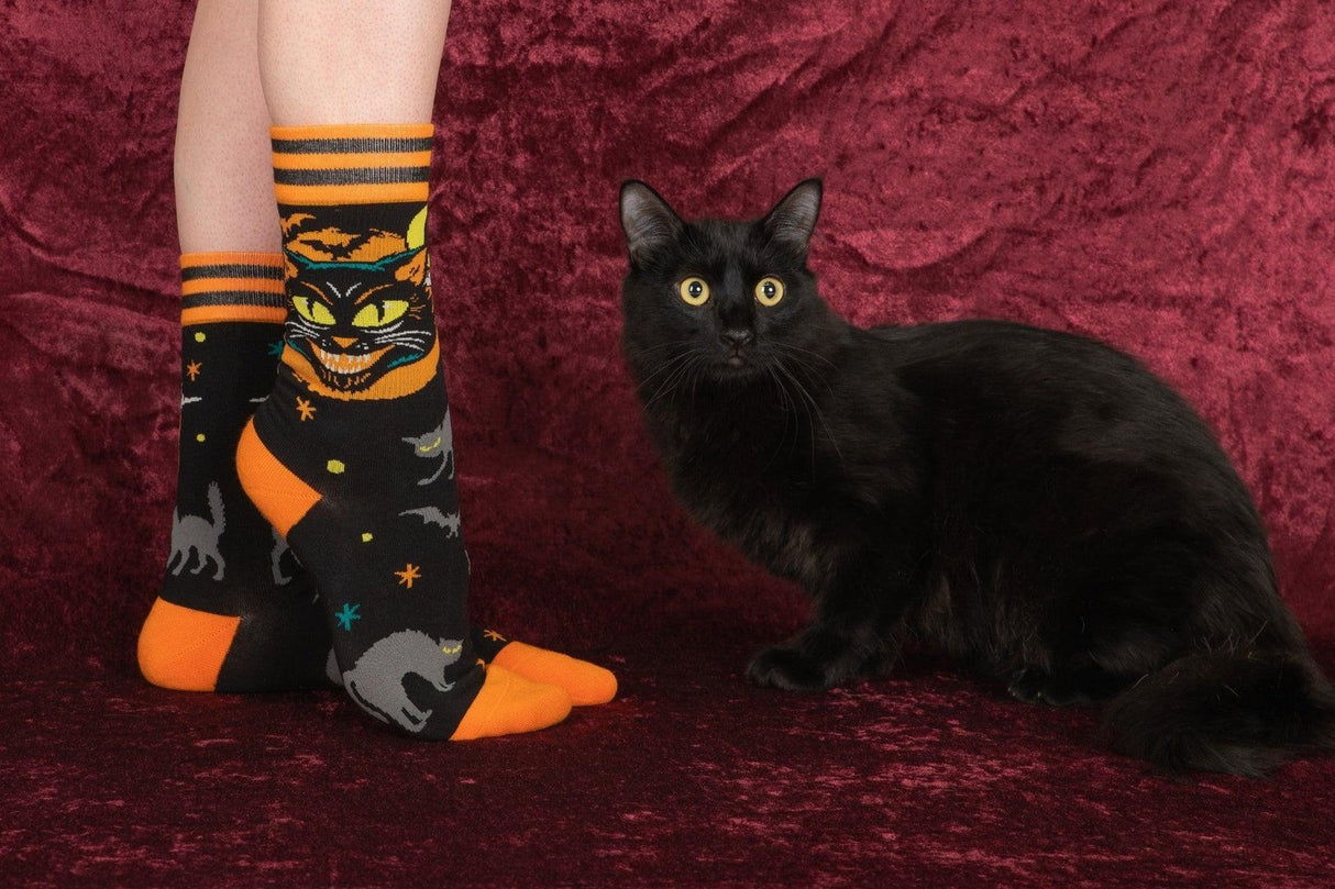 Vintage Black Cat Crew Socks from FootClothes