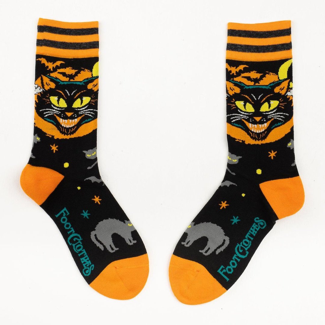 Vintage Black Cat Crew Socks from FootClothes
