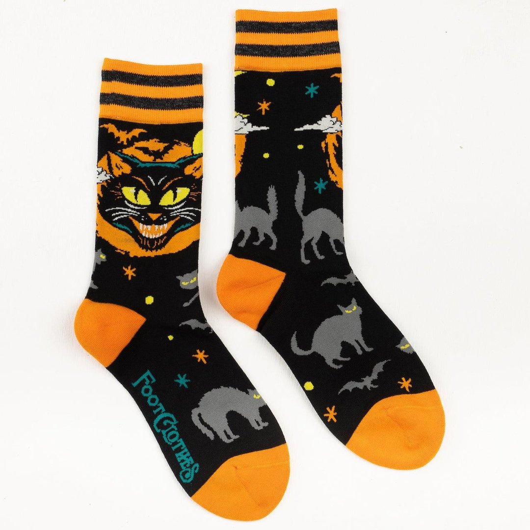 Vintage Black Cat Crew Socks from FootClothes