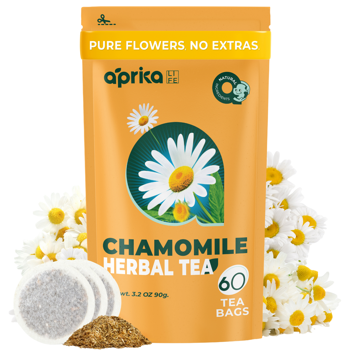 100% Pure Chamomile Herbal Tea, 60 Bags from Aprika Life