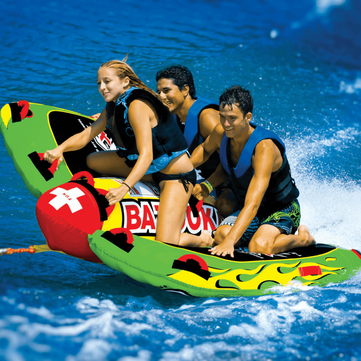 WOW Sports Big Bazooka 1-4 Person Steerable Towable Water Tube For Pool and Lake