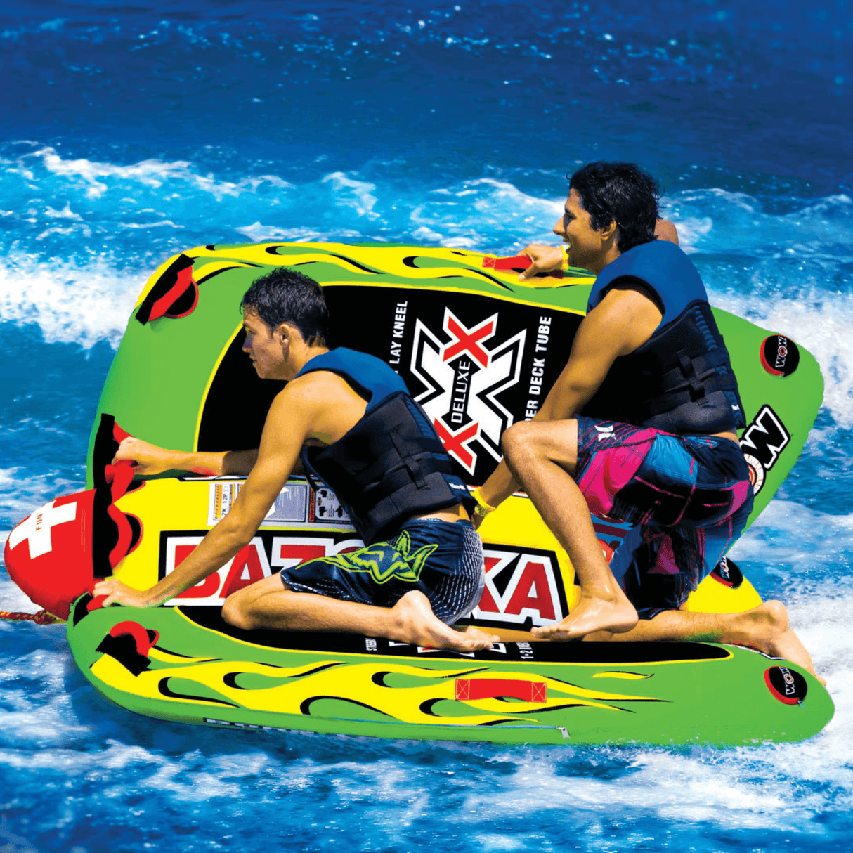 WOW Sports Big Bazooka 1-4 Person Steerable Towable Water Tube For Pool and Lake