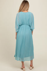 Blue Pleated V Neck Maternity Maxi Dress from PinkBlush
