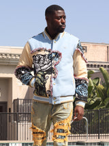 F1034 Cashay Varsity Jacket - Blue From Makobi Jeans USA