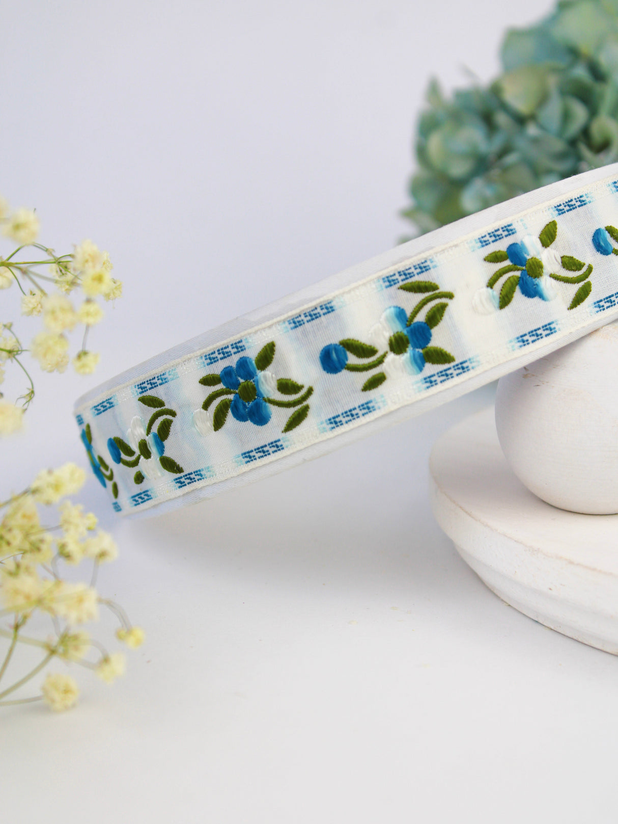 Blue Clematis Floral Headband from Ash & Rose