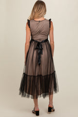 Black Lace Contrast Tulle Maternity Maxi Dress from PinkBlush