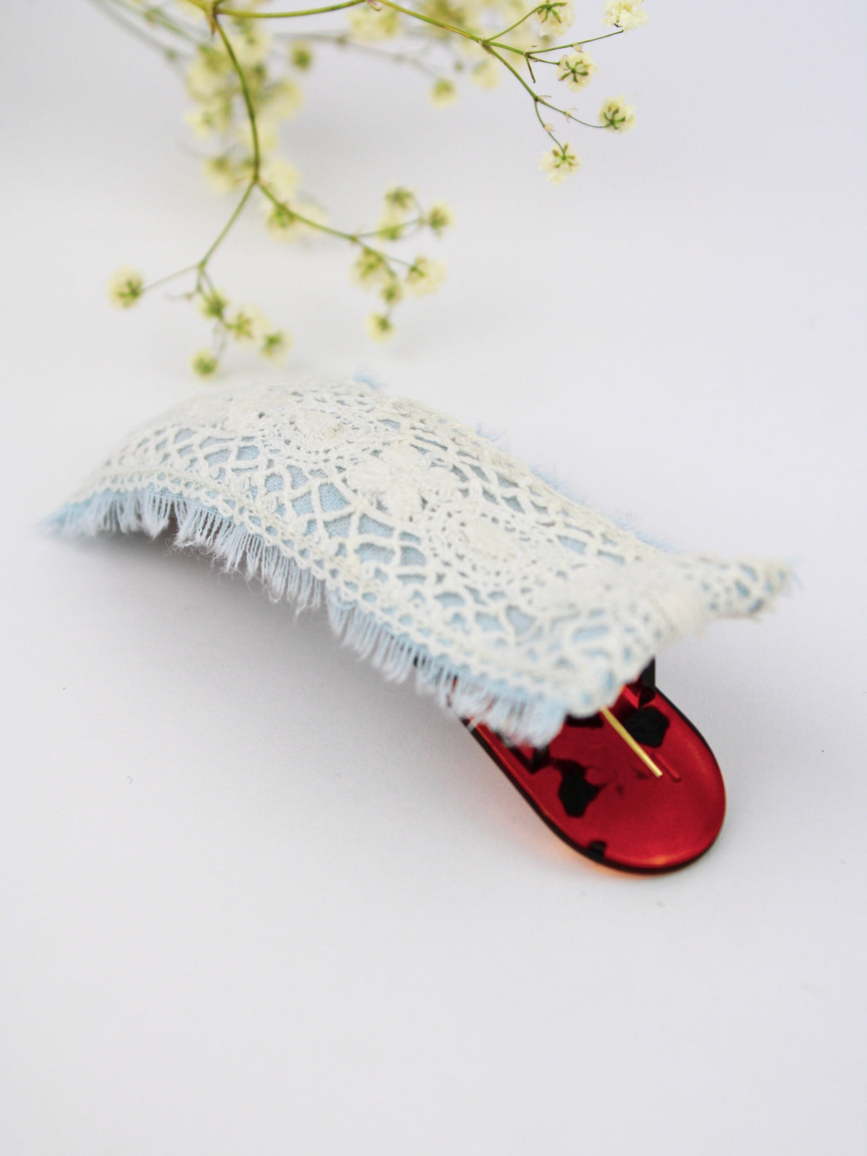 Amelia Lace and Linen Hair Clip from Ash & Rose