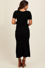 Black Knit Twisted V-Neck Maternity Maxi Dress from PinkBlush