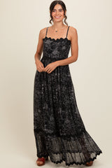 Black Floral Contrast Trim Maternity Maxi Dress from PinkBlush