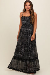 Black Floral Contrast Trim Maternity Maxi Dress from PinkBlush