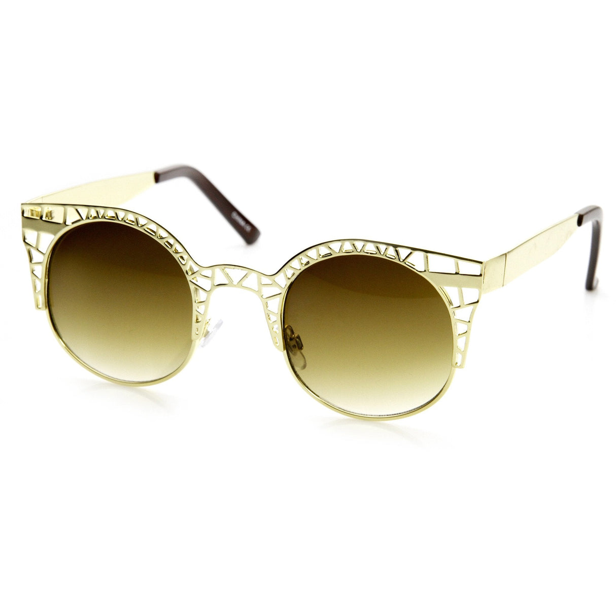 Women's Indie Round Metal Laser Cut Mesh Cat Eye 9432 from zeroUV