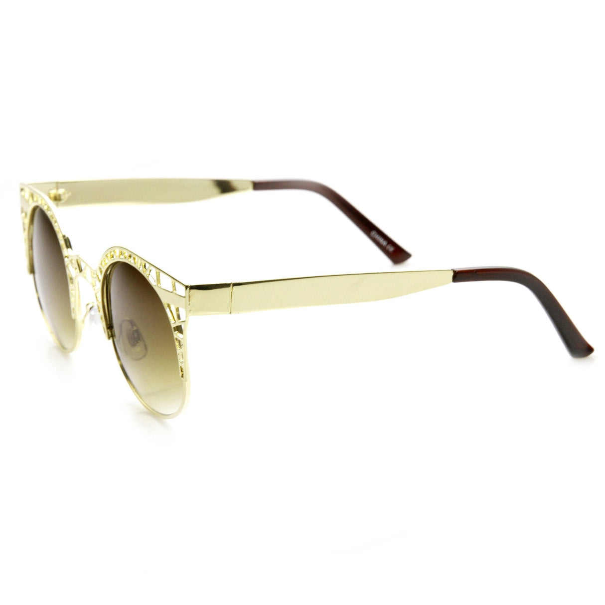 Women's Indie Round Metal Laser Cut Mesh Cat Eye 9432 from zeroUV