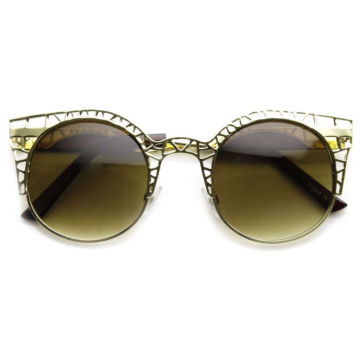 Women's Indie Round Metal Laser Cut Mesh Cat Eye 9432 from zeroUV