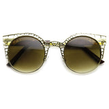 Women's Indie Round Metal Laser Cut Mesh Cat Eye 9432 from zeroUV
