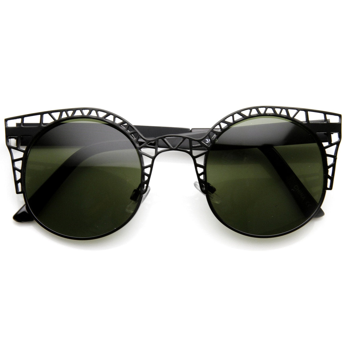 Women's Indie Round Metal Laser Cut Mesh Cat Eye 9432 from zeroUV