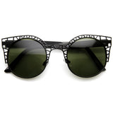 Women's Indie Round Metal Laser Cut Mesh Cat Eye 9432 from zeroUV
