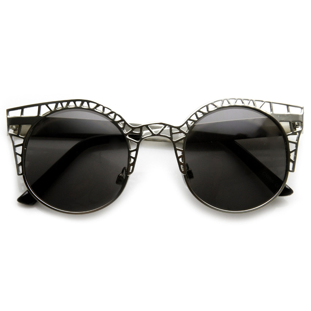 Women's Indie Round Metal Laser Cut Mesh Cat Eye 9432 from zeroUV