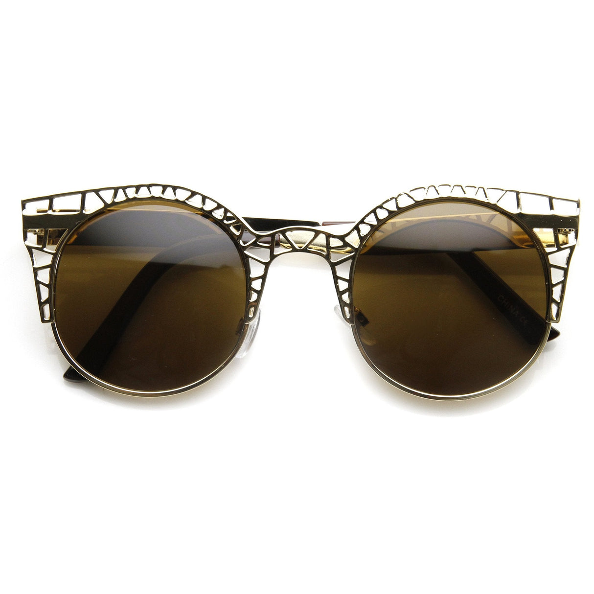 Women's Indie Round Metal Laser Cut Mesh Cat Eye 9432 from zeroUV