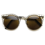 Women's Indie Round Metal Laser Cut Mesh Cat Eye 9432 from zeroUV