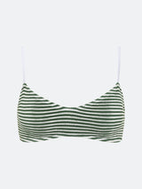 BALBOA LOW SCOOP BIKINI TOP - GREEN STRIPED From ELYSIIAN