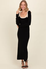 Black Shoulder Bow Detail Maternity Maxi Sweater Dress from PinkBlush