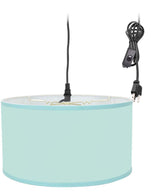 Light Swag Plug-In Pendant 16"w Island Paradise Linen Drum Shade, 17' Black Cord From LampsUSA