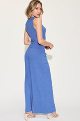 Basic Bae Full Size Ribbed Tank and Wide Leg Pants Set from Enfance-Heureuse