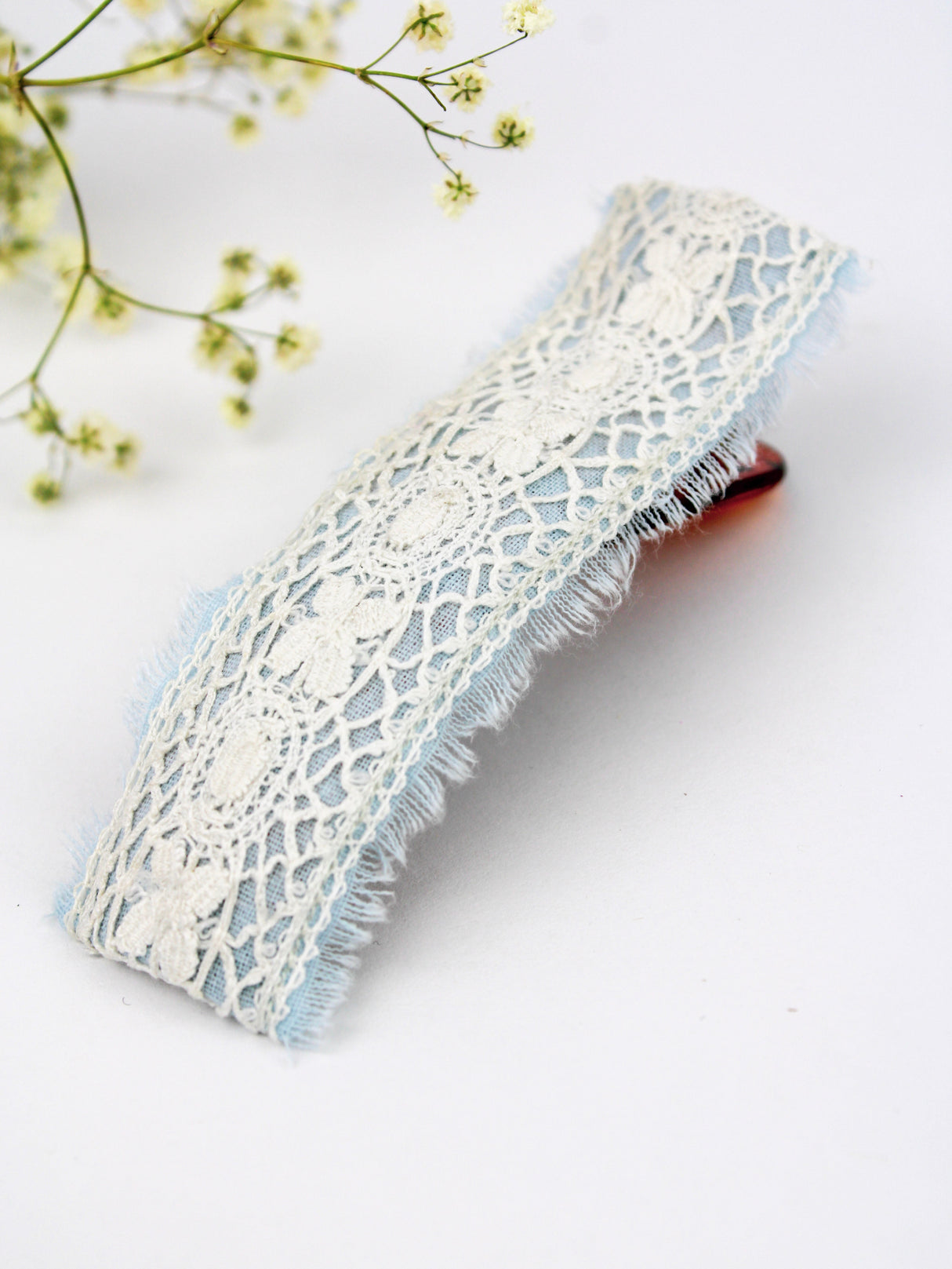 Amelia Lace and Linen Hair Clip from Ash & Rose
