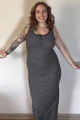 Black Striped Button Front Sleeveless Maternity Maxi Dress from PinkBlush
