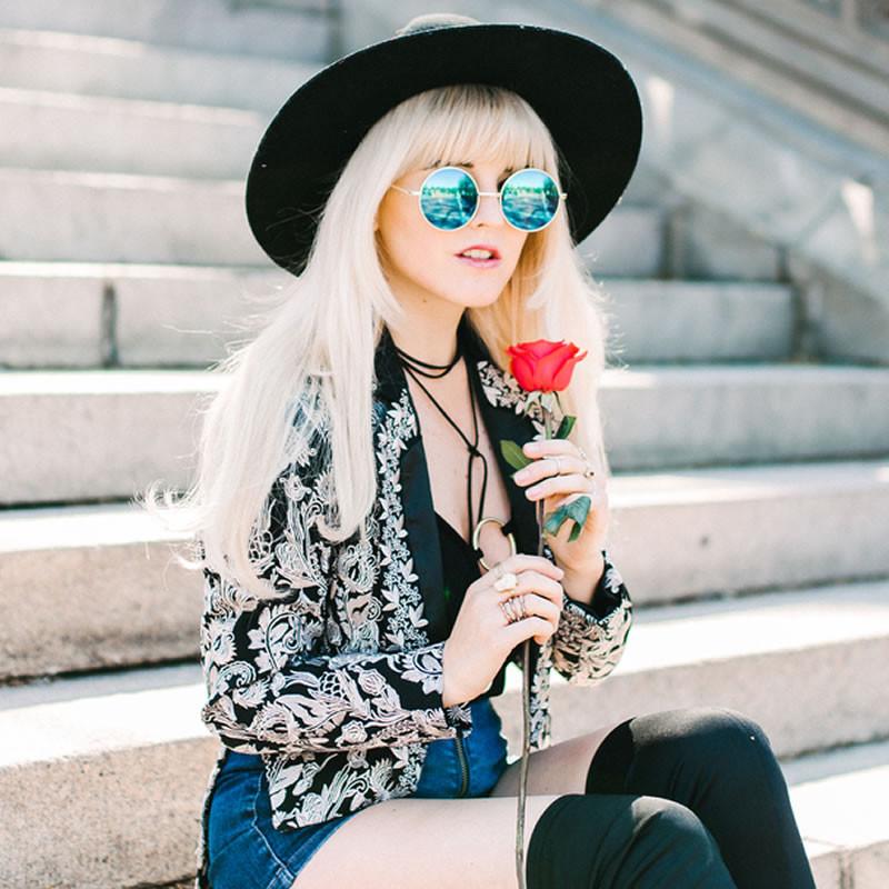 Retro Flash Color Mirror Lens Round Metal Sunglasses 9203 from zeroUV