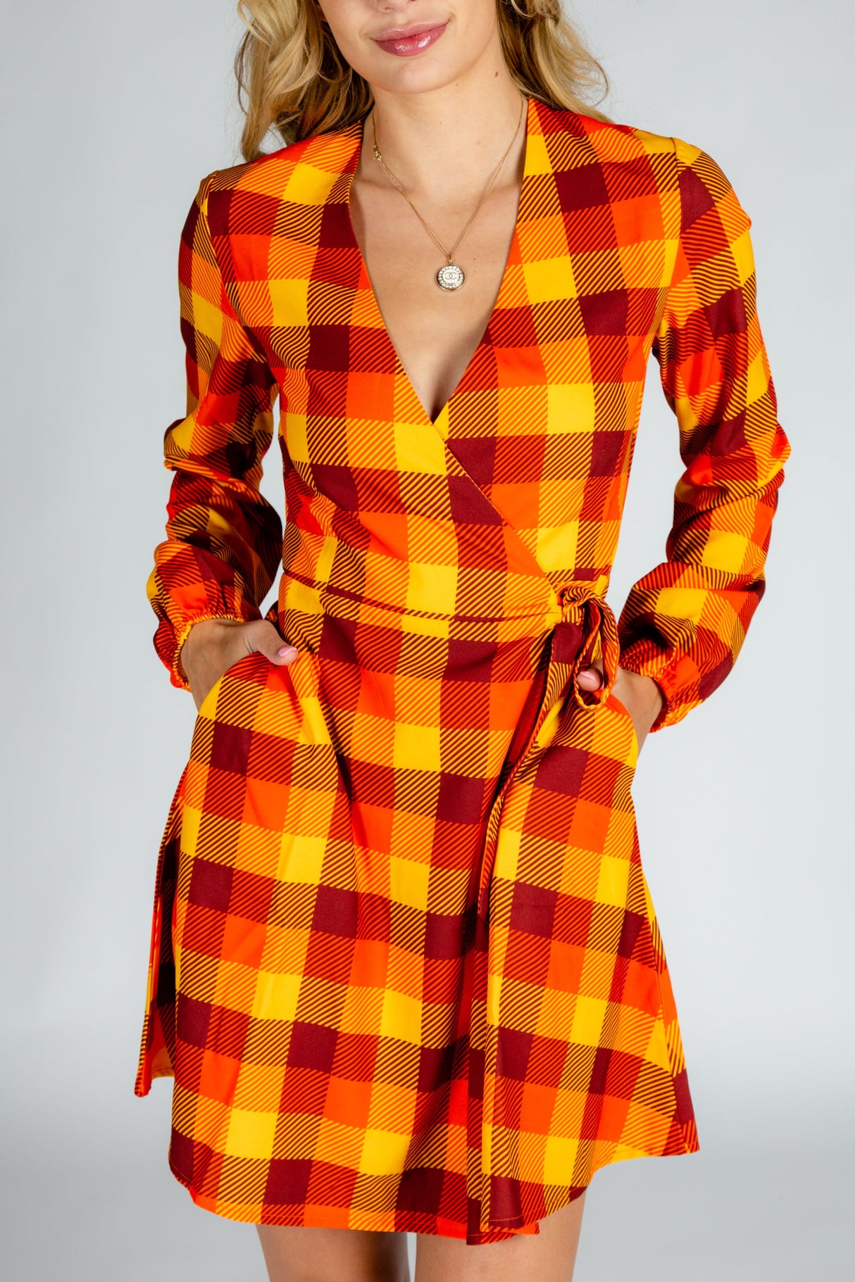 That 70s Dress | Thanksgiving Plaid Wrap Dress from Shinesty